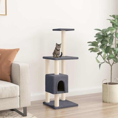 vidaXL Škrabadlo pre mačky so sisalovými stĺpikmi tmavosivé 104 cm