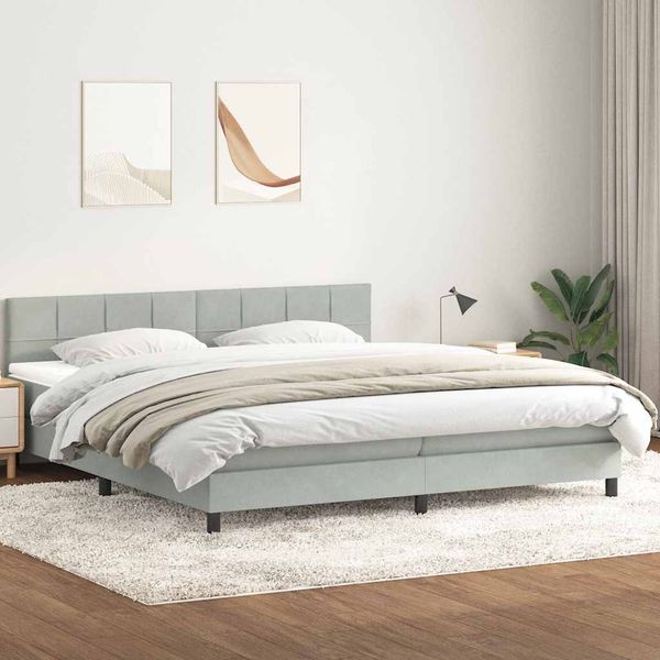 vidaXL Box Spring Posteľ s matracom Svetlosivá 180x220 cm Zamat