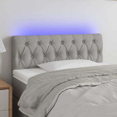 vidaXL Čelo postele s LED bledosivé 100x7x78/88 cm látka