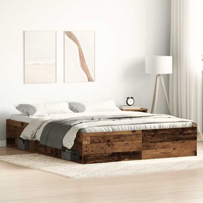 vidaXL Posteľný rám bez matraca staré drevo 150x200cm kompozitné drevo