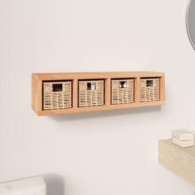 vidaXL Nástenná polica s košmi 62x18x16 cm masívny orech