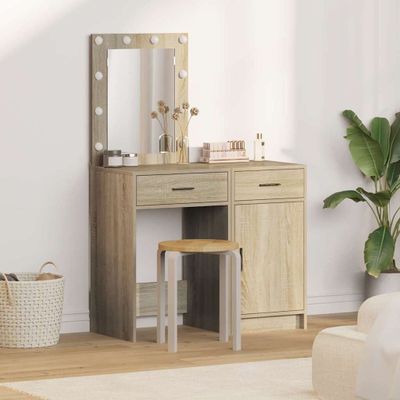 vidaXL Toaletný stolík 2 pcs Hnedá 50 x 41 x 135 cm Kompozitné drevo