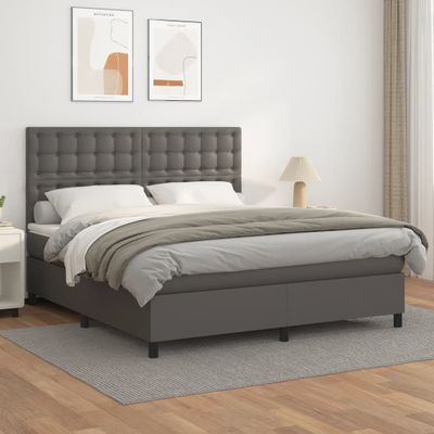 vidaXL Boxspring posteľ s matracom sivá 180x200 cm umelá koža