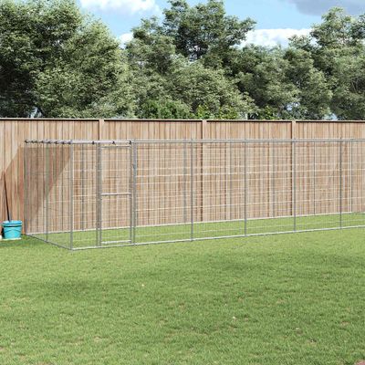 vidaXL Vonkajšia voliéra pre psy so strechou pozinkovaná oceľ 16,94 m²