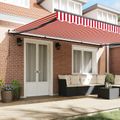 vidaXL Sklopná markíza Červená a Biela 500 × 350 cm Polyester a hliník