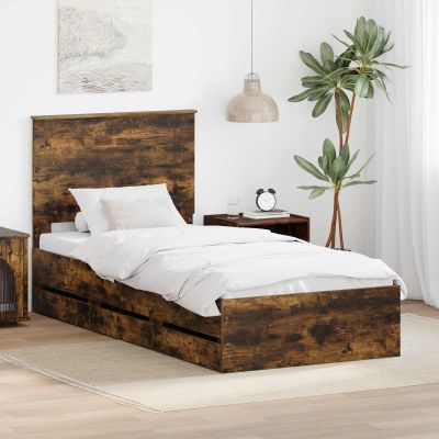 vidaXL Rám postele Dymová dub 100 x 200 cm Inžinierske drevo