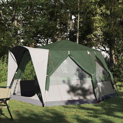 vidaXL Stany pre 5 osôb so strechou Zelená a biela 333 x 317 x 194 cm