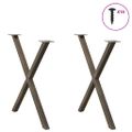 vidaXL Nohy k jedálenskému stolu v tvare X, 2 ks, prírodná oceľ, 70 x (72-73) cm, oceľ