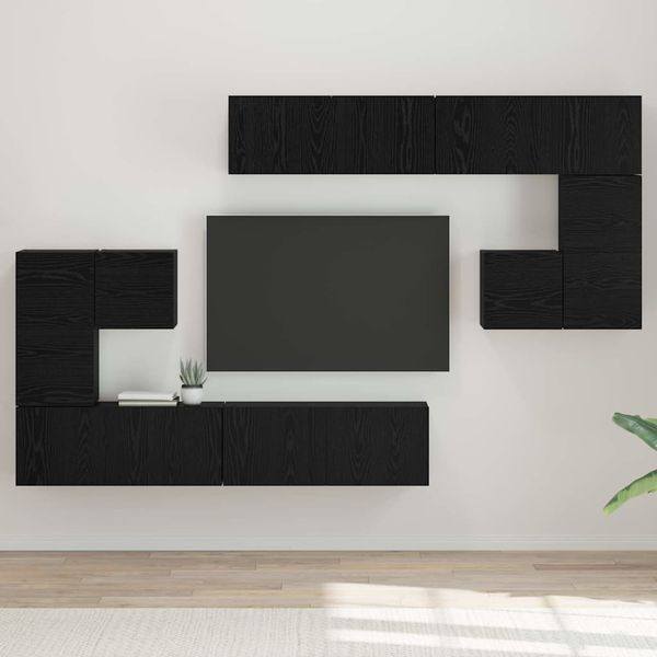 vidaXL TV jednotky Nástenný 4 pcs Čierny dub Kompozitné drevo