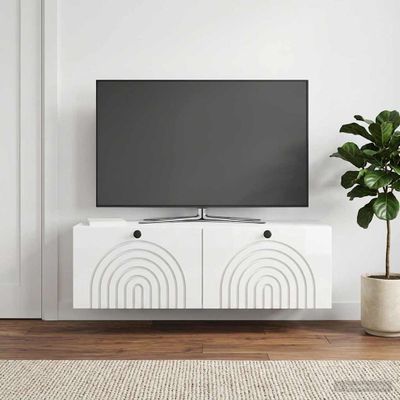 vidaXL Nástenná TV skrinka Biela s vysokým leskom 98 x 31 x 30 cm