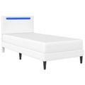 vidaXL Rám postele s LED pásikmi Biela 90 x 200 cm Umelá koža