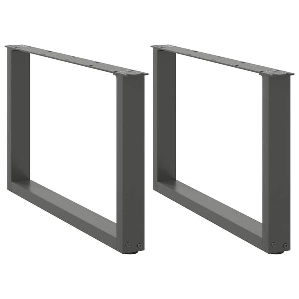 vidaXL Nohy konferenčného stolíka v tvare U, 2 ks, antracitové, 70 x (42-43) cm, oceľ