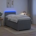 vidaXL Posteľ s boxspringom a matracom a LED Svetlosivá 90 x 190 cm