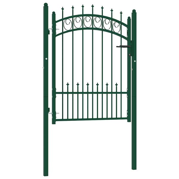 vidaXL Plotová brána EMMEN s hrotmi oceľ 104x109,5 cm zelená