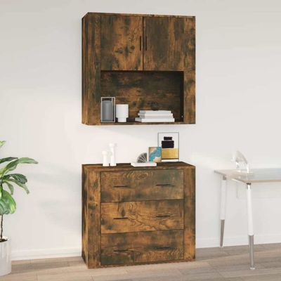 vidaXL Nástenná skrinka dymový dub 80x33x80 cm spracované drevo