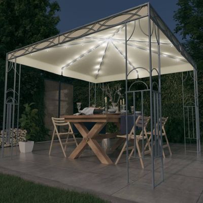 vidaXL Altánok s LED reťazou 300x300 cm, krémový