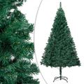 vidaXL Osvetlený umelý vianočný stromček s guľami, zelený 150 cm, PVC