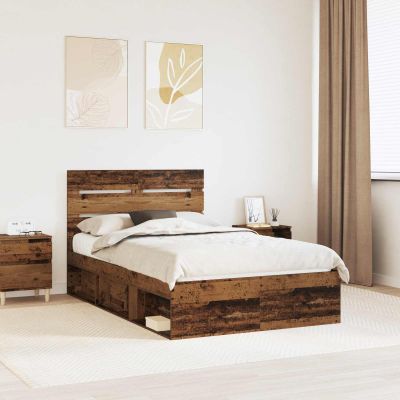 vidaXL Rám postele Staré drevo 120 x 190 cm Masívne borovicové drevo