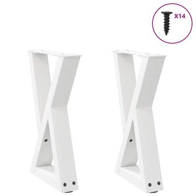 vidaXL Nohy konferenčného stolíka 2 ks biele 38 x (42-43,3) cm oceľové