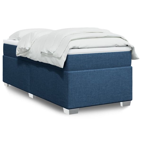 vidaXL Posteľný rám boxspring s matracom modrý 90x190 cm látka