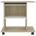vidaXL PC stôl biela a farba dubu sonoma 80x50x75 cm drevotrieska