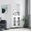 vidaXL Vysoká skrinka lesklá biela 69,5x34x180 cm spracované drevo