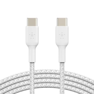 BELKIN kábel opletaný USB-C - USB-C, 1m, biely