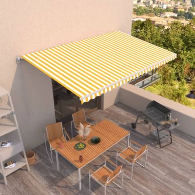 vidaXL Ručne zaťahovacia markíza 500x300 cm žltá a biela