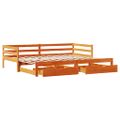 vidaXL Vysúvacia denná posteľ zásuvky voskovohnedá 80x200 cm borovica