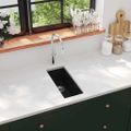 vidaXL Kuchynský drez s prepadom čierny granitový