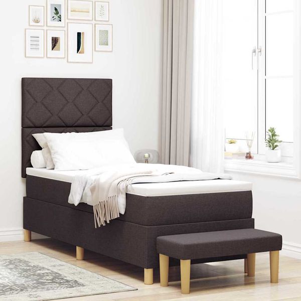 vidaXL Posteľ s pružinovým rámom Tmavo hnedá 200 x 80 cm látka