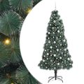 vidaXL Umelý vianočný stromček s osvetlením a súpravou guľôčok 210 cm