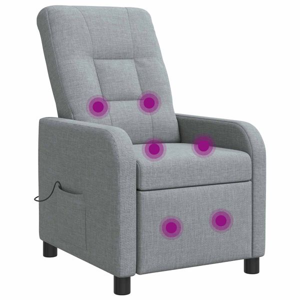 vidaXL Masážne relaxačné kreslo Svetlosivá Látka