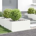 vidaXL Obrubník trávnika 4 ks 60 x 60 x 35 cm Oceľ Biela
