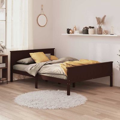 vidaXL Posteľný rám tmavohnedý borovicový masív 120x200 cm
