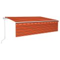 vidaXL Automatická markíza tienidlo&LED&senzor vetra oranžovo-hnedá