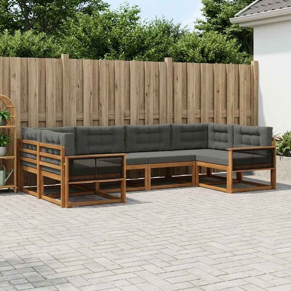 vidaXL Záhradná súprava gaučov s vankúšom 6 pcs Prírodná a antracitová