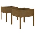 vidaXL Záhradné kvetináče 2 ks medovo-hnedé 70x70x70 cm borovicový masív