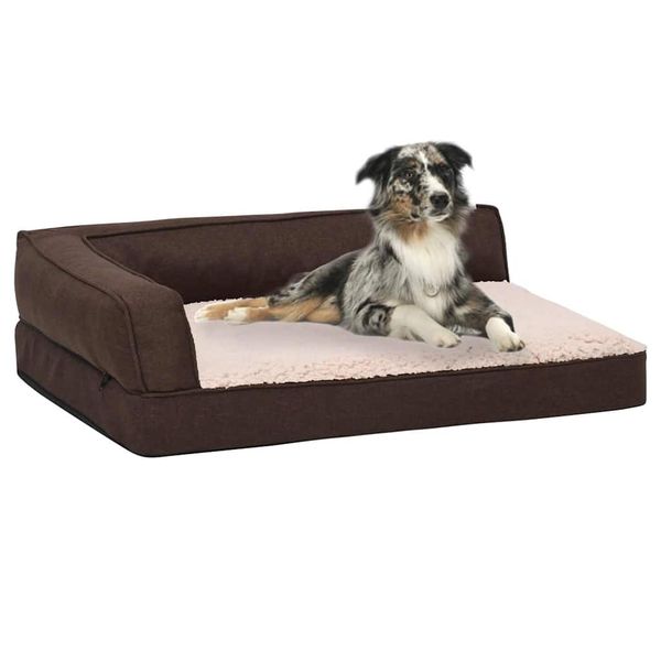 vidaXL Ergonomický matrac pre psa 90x64 cm ľanový vzhľad flís hnedý