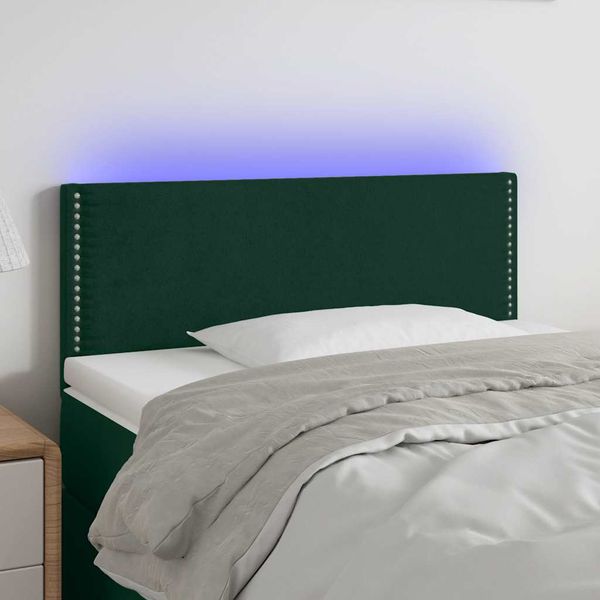 vidaXL Čelo postele s LED tmavozelené 100x5x78/88 cm zamat
