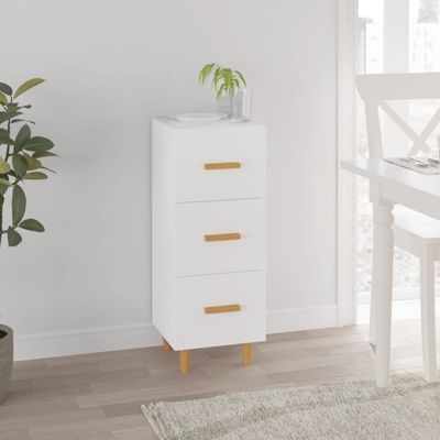 vidaXL Komoda biela 34,5x34x90 cm spracované drevo