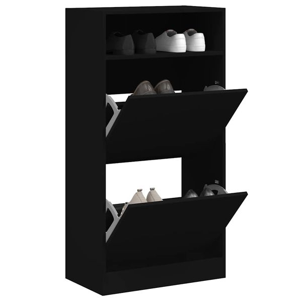 vidaXL Skrinka na topánky čierna 60x34x116 cm kompozitné drevo
