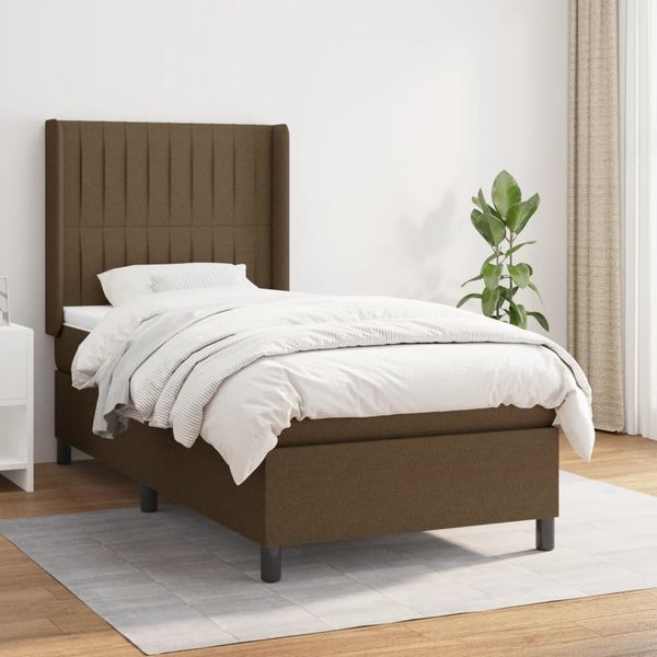 vidaXL Boxspring posteľ s matracom tmavohnedá 100x200 cm látka