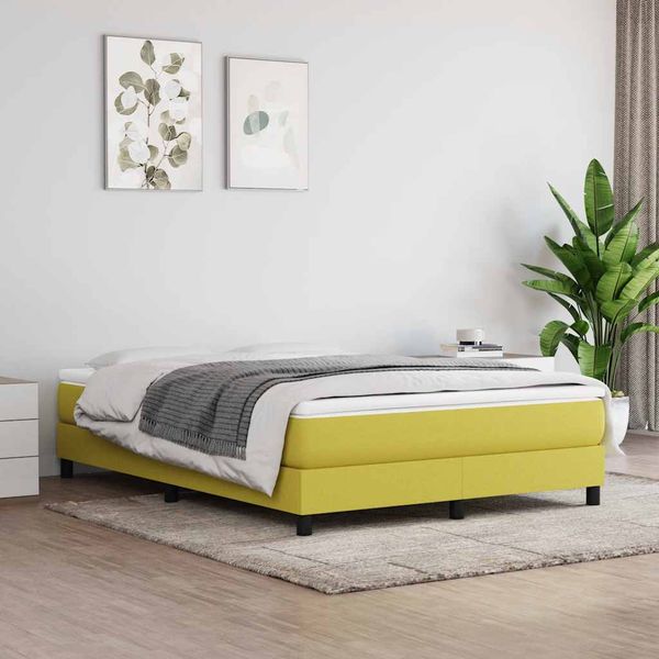 vidaXL Posteľný rám s boxspringom zelená 140x200 cm látka