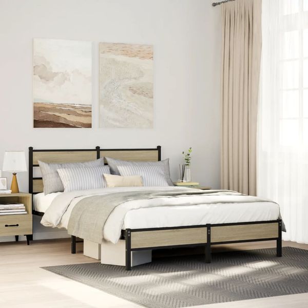 vidaXL Posteľný rám bez matraca dub sonoma 140x190 cm kompozitné drevo