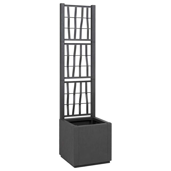 vidaXL Záhradný kvetináč s trellis Tmavosivá 36 x 36 x 140 cm PP