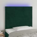 vidaXL Čelo postele s LED tmavozelené 90x5x118/128 cm zamat