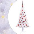 vidaXL Umelý vianočný stromček s 150 LED-i Biela 120 cm PVC a oceľ