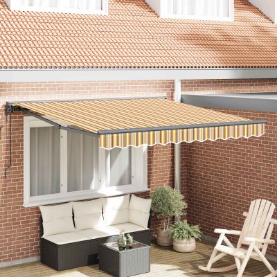 vidaXL Rám markízy Žltá a Šedá 350 x 250 cm Polyester s PU povrchom