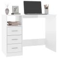 vidaXL Stolík so zásuvkami lesklý biely 102x50x76 cm spracované drevo